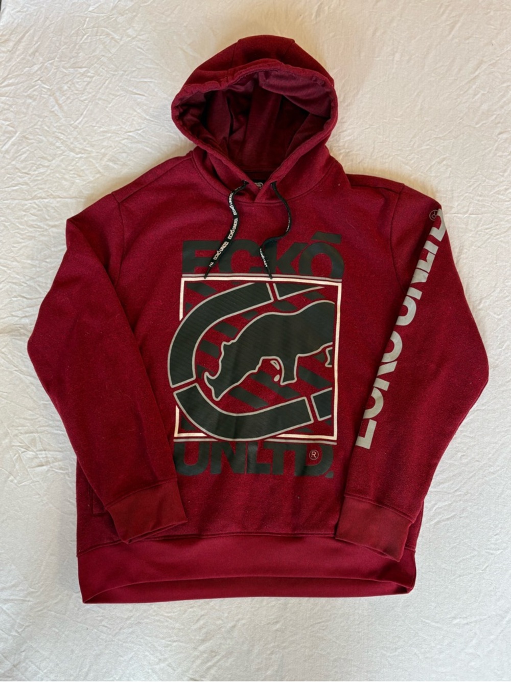 Vintage Y2K Ecko Unltd Red Large Graphic Print Pullover Hoodie Men’s Size L